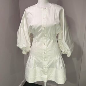 Oscar de la Renta White Button-Up Dress